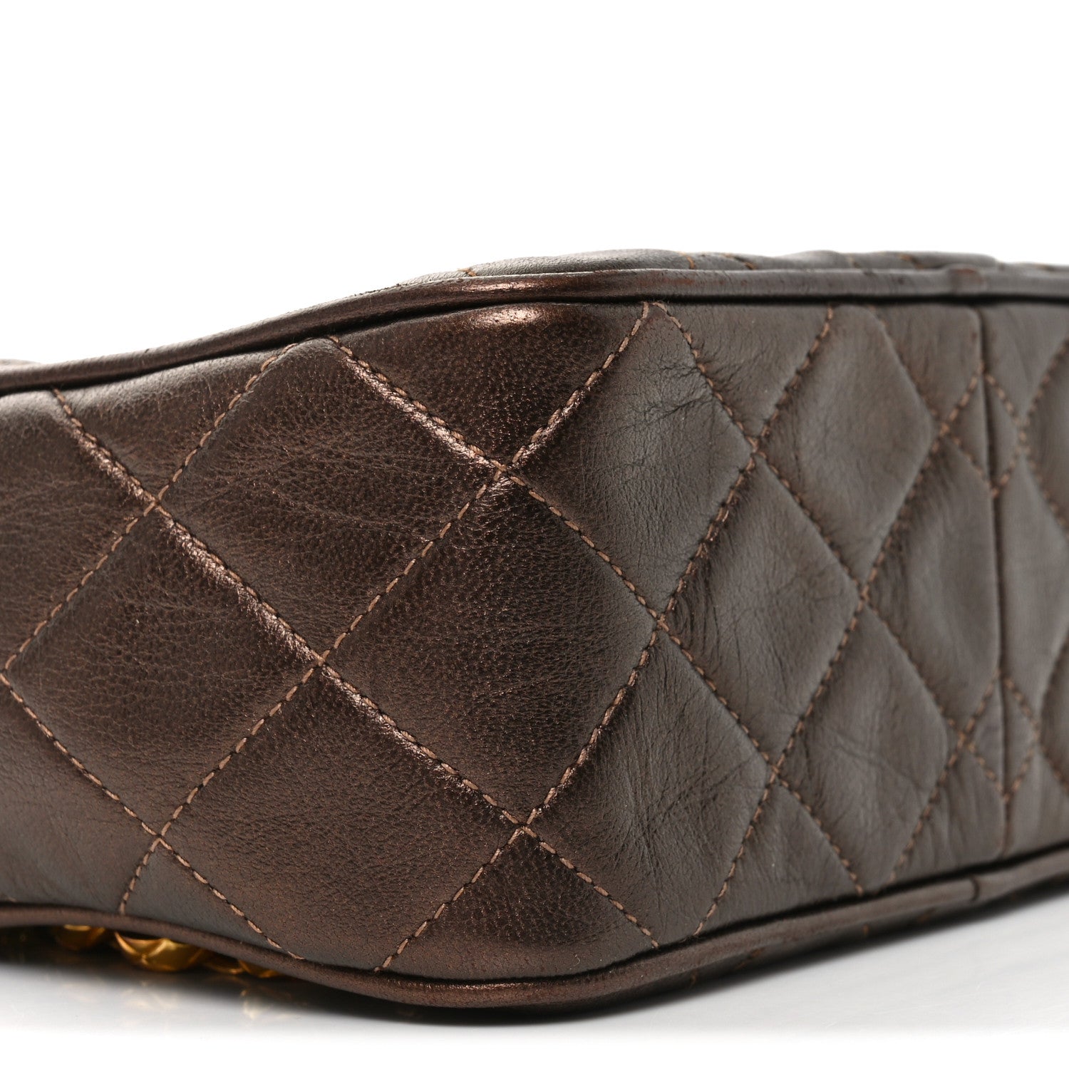 Chanel Metallic Lambskin Quilted Tassel Camera Case Bronze 10 of 11