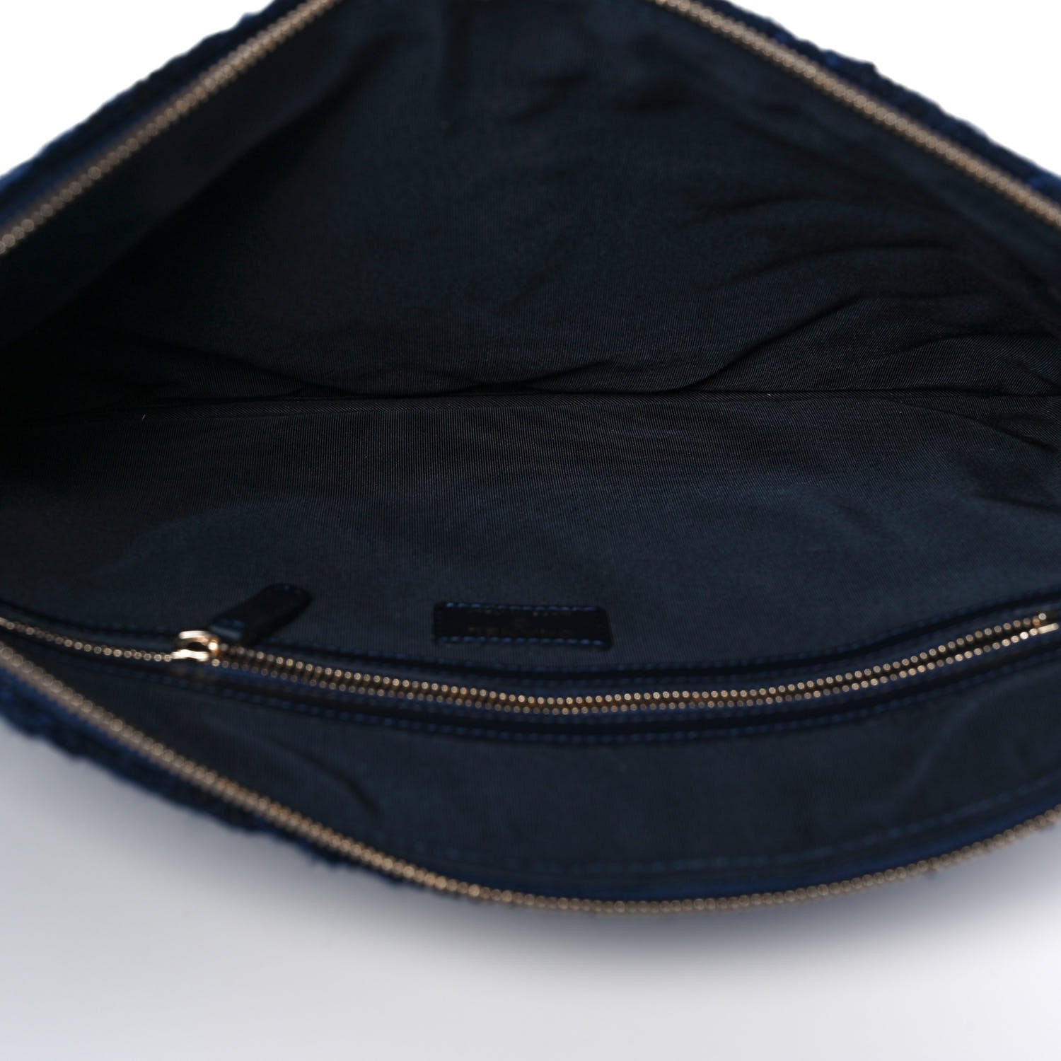 Chanel Wool Knit CC Cosmetic Pouch Navy Blue 5 of 9
