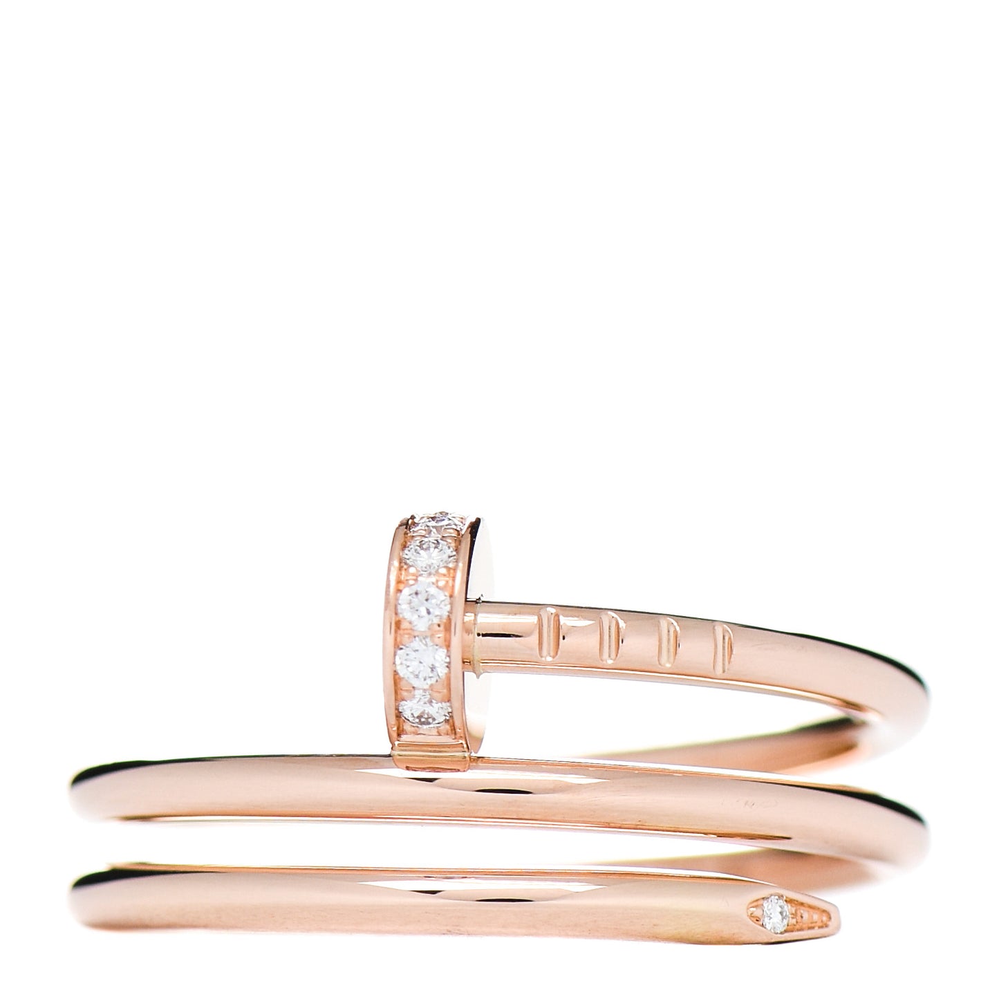 18K Pink Gold Diamond Double Juste Un Clou Ring 55 7.25