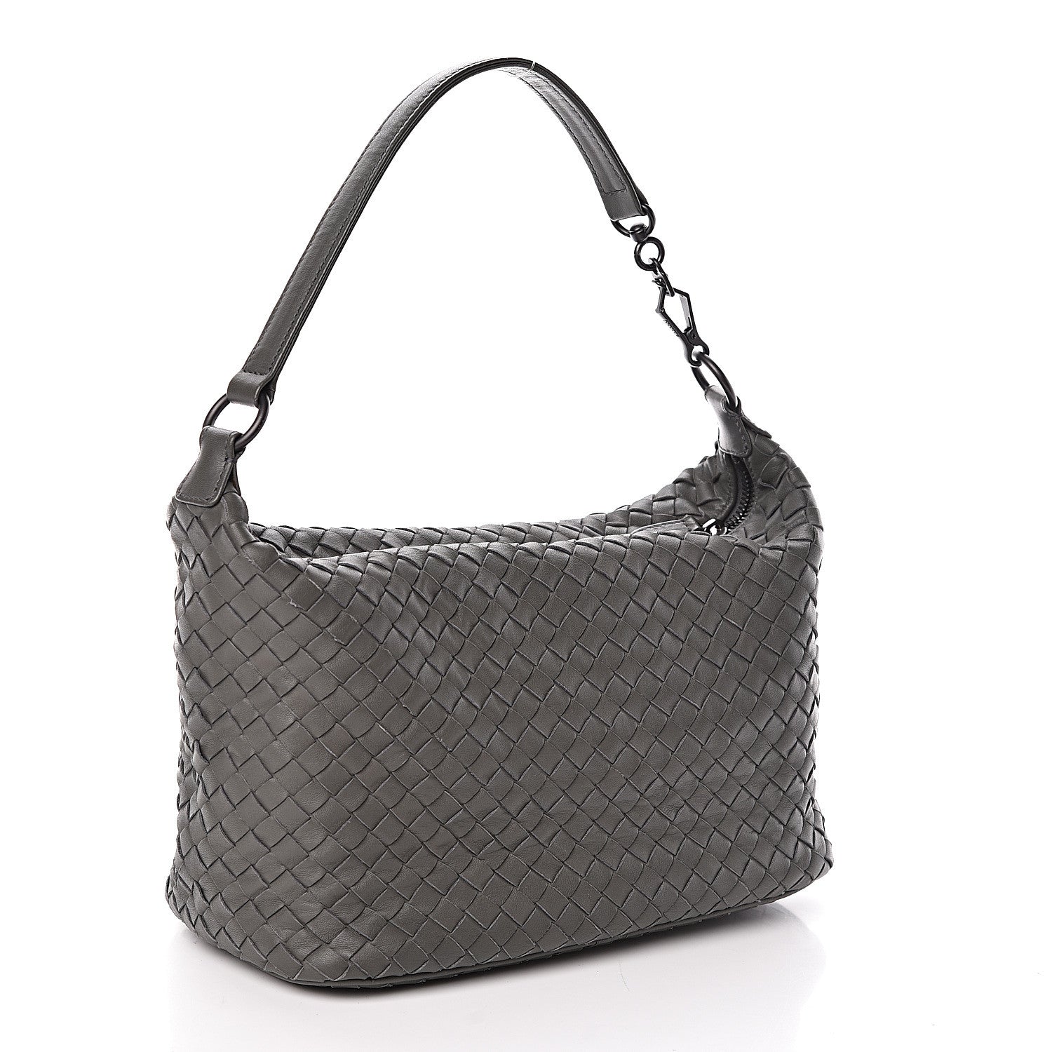 Bottega Veneta Nappa Intrecciato Small Shoulder Bag New Light Grey 3 of 9