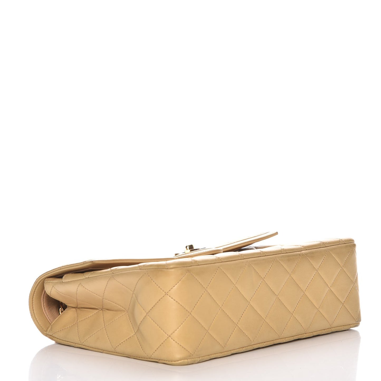 Lambskin Quilted Medium Single Flap Beige