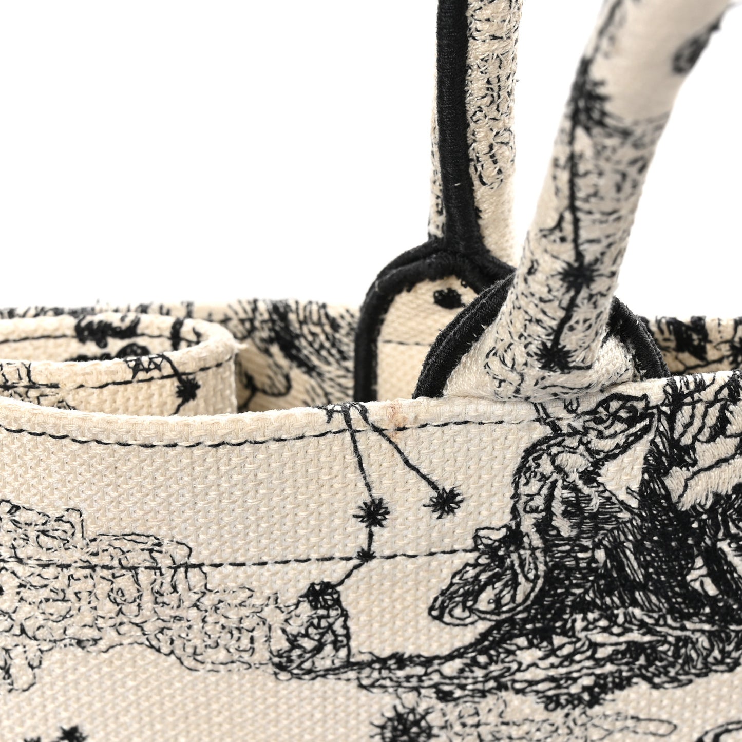Canvas Embroidered Large Zodiac Toile De Jouy Book Tote Latte