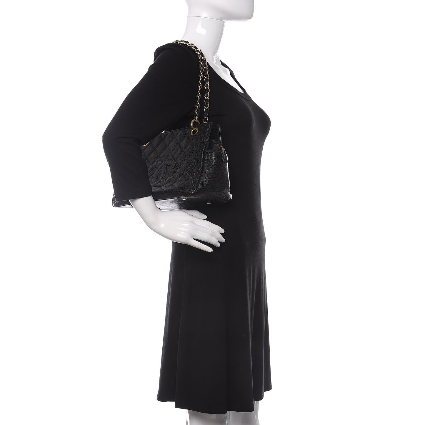 Caviar Quilted Petit Timeless Tote PTT Black