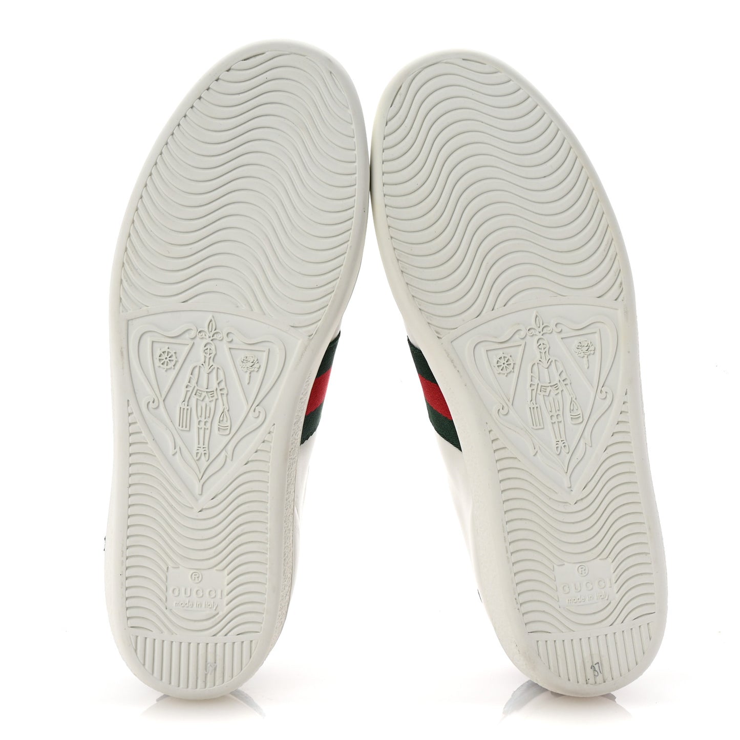 Calfskin Web Floral Embroidered Womens Ace Sneakers 37 White