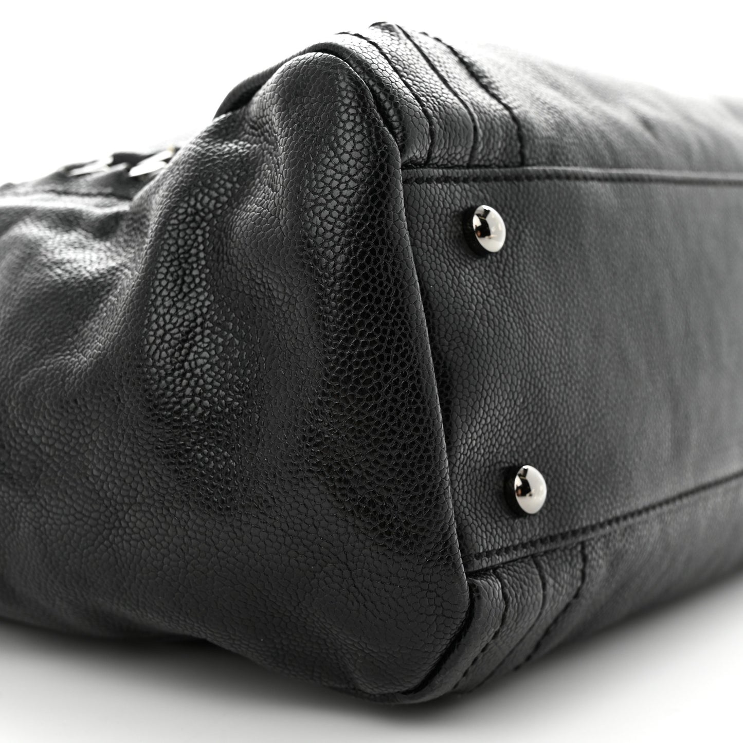 Glazed Calfskin Modern Chain Tote Black