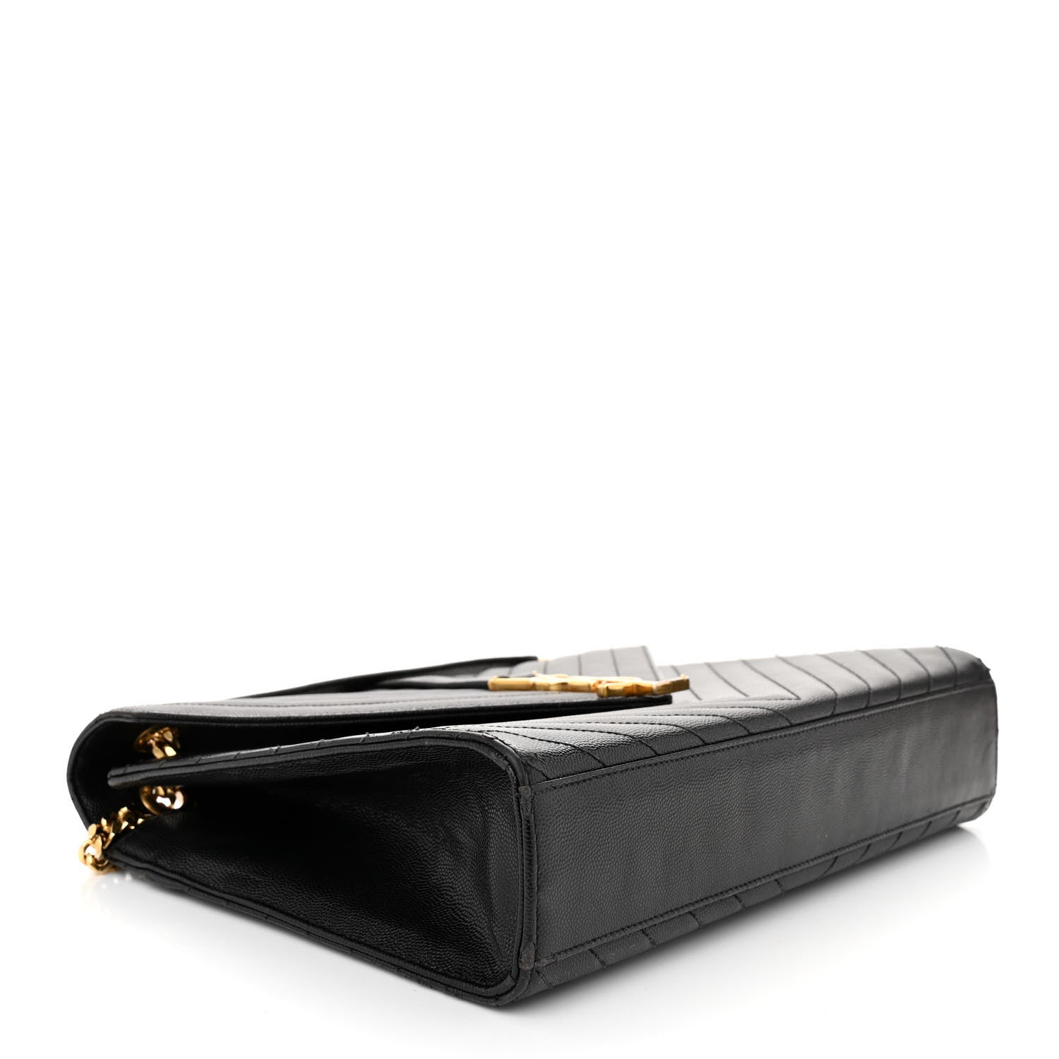 Saint Laurent Grain De Poudre Matelasse Chevron Large Monogram Satchel Black 4 of 11