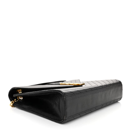 Saint Laurent Grain De Poudre Matelasse Chevron Large Monogram Satchel Black 4 of 11
