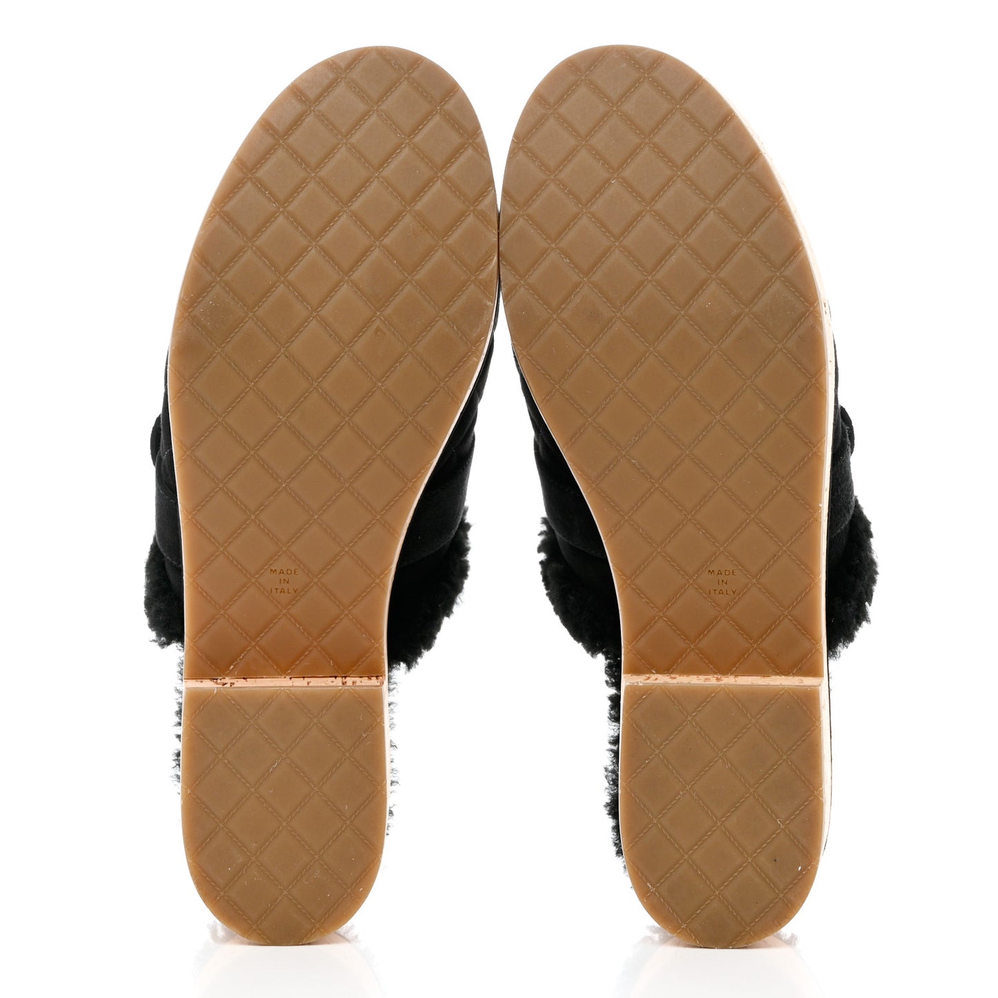Suede Calfskin Shearling Turn Lock Clogs 40 Black