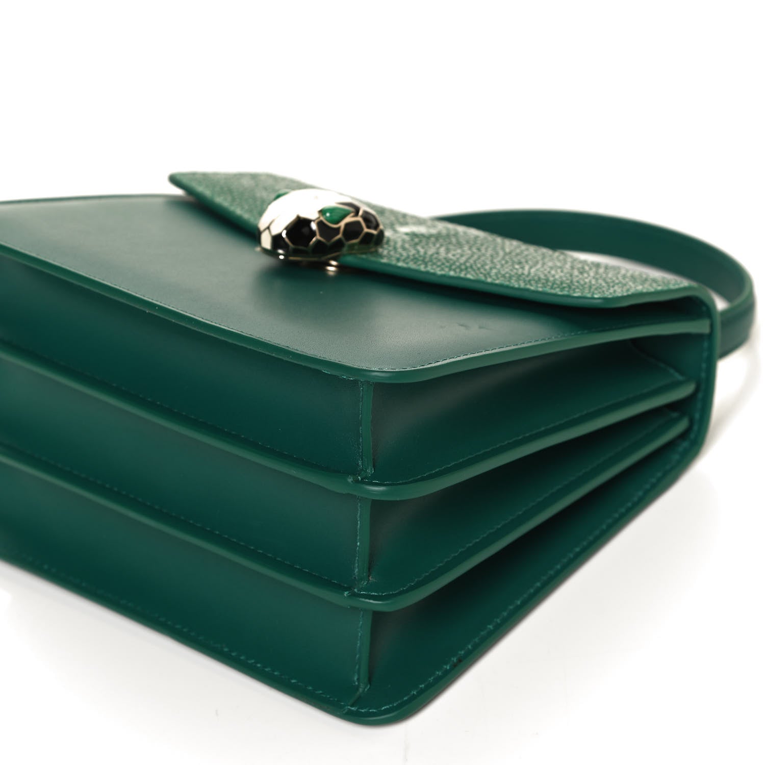 Bulgari Calfskin Galuchat Serpenti Forever Crossbody Green 10 of 13