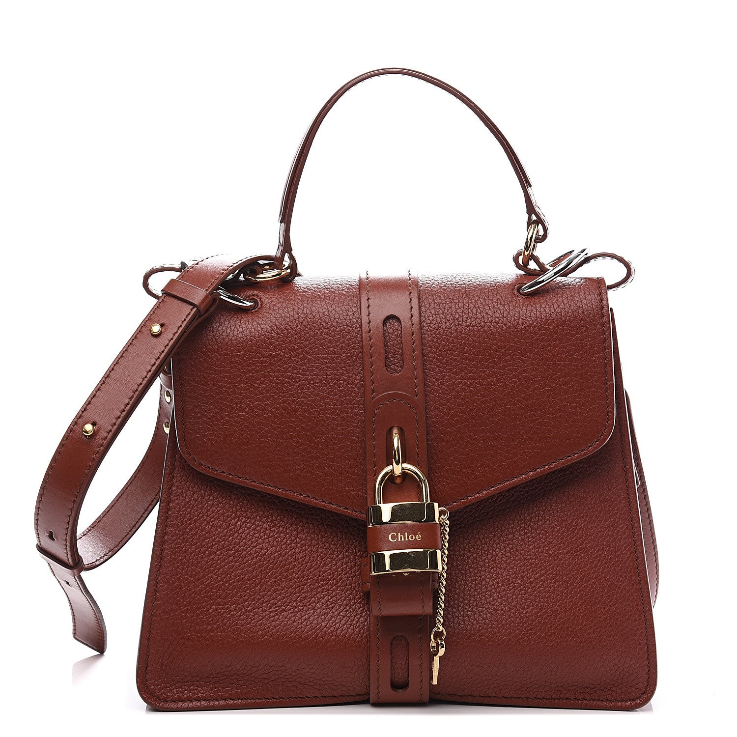 Chloe Shiny Grained Calfskin Medium Aby Day Shoulder Bag Sepia Brown 1 of 10