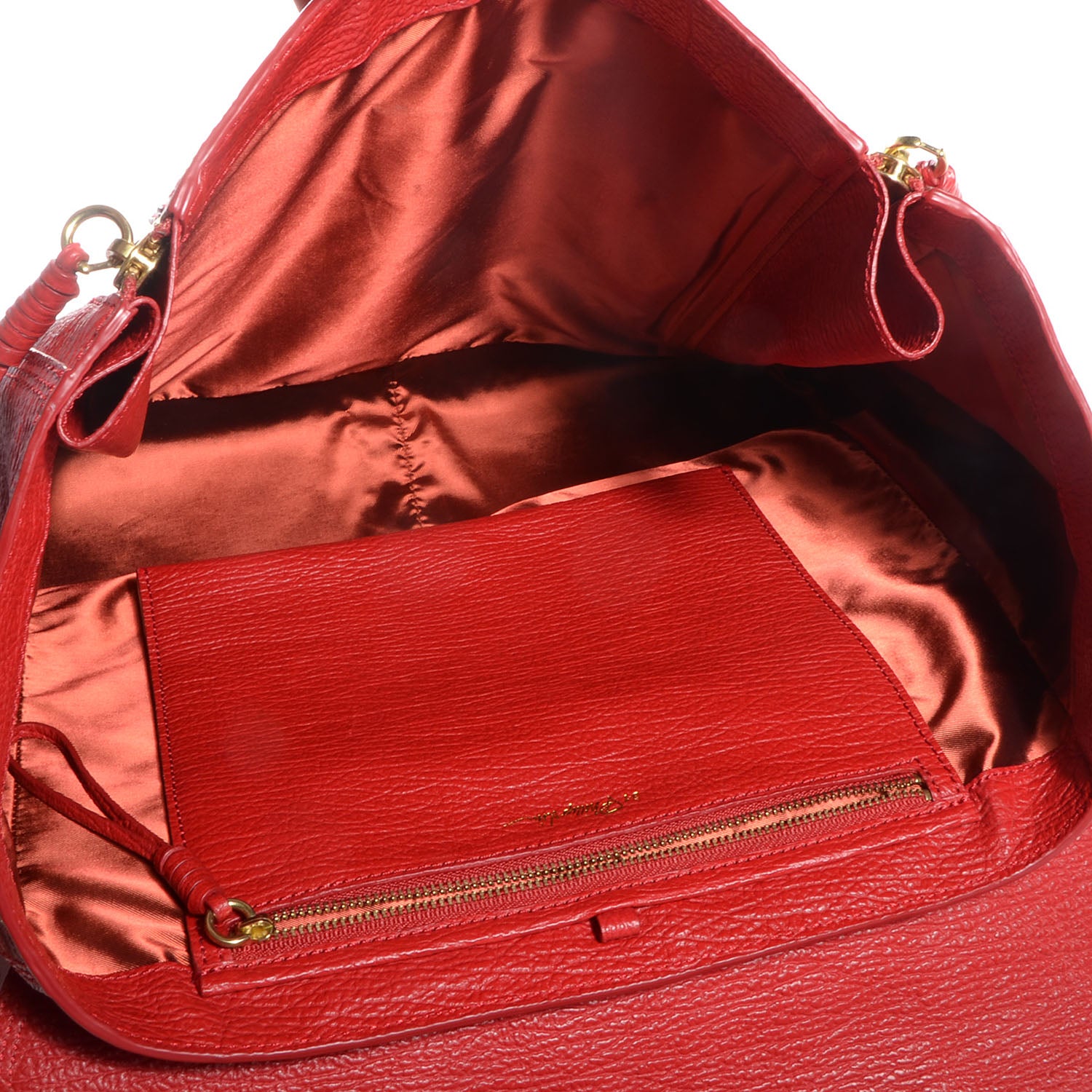 3.1 Phillip Lim 3.1 Embossed Leather Large Pashli Satchel Red 5 of 10