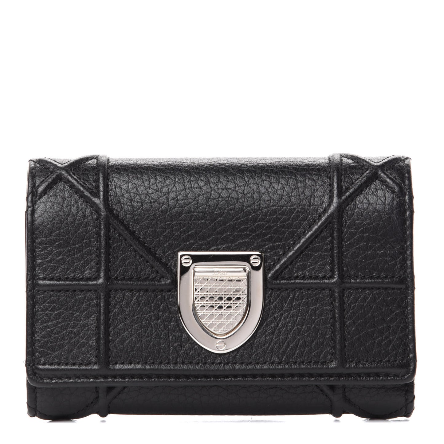 Grained Calfskin Cannage Diorama Elancee Wallet Black