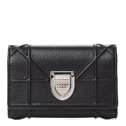 Christian Dior Grained Calfskin Cannage Diorama Elancee Wallet Black 1 of 7