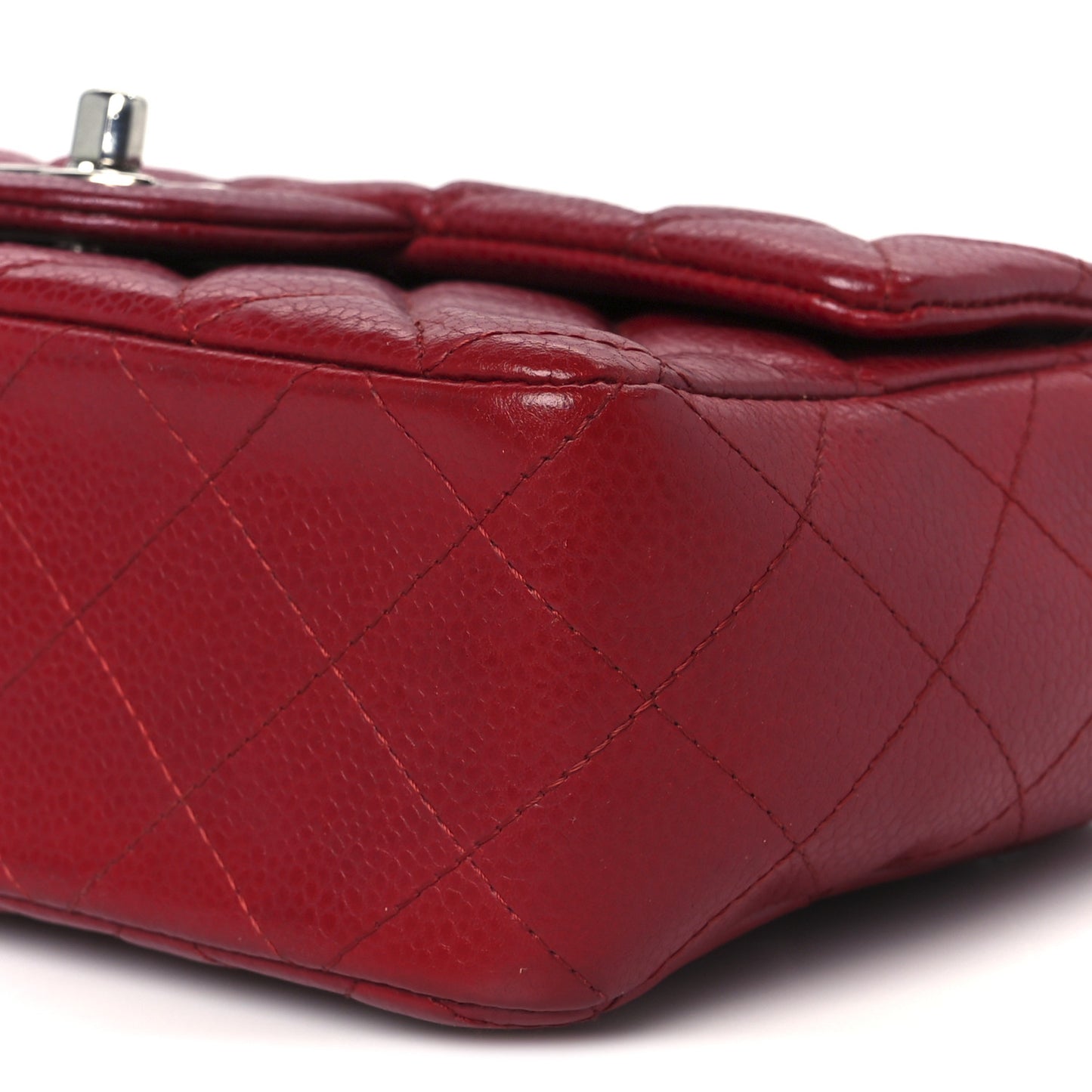 Caviar Quilted Mini Rectangular Flap Red