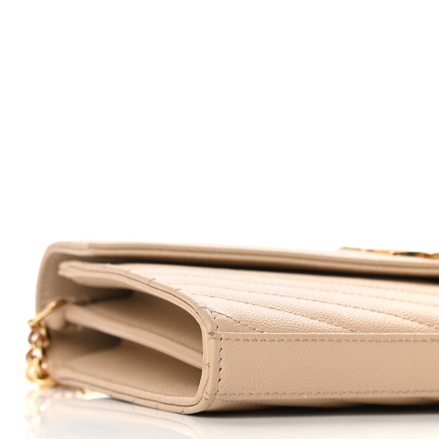 Grain De Poudre Matelasse Chevron Monogram Chain Wallet Nude Powder