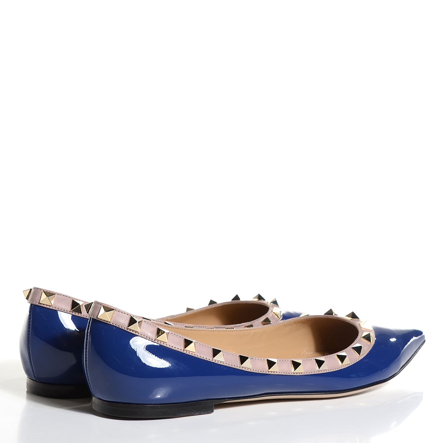 Patent Nappa Rockstud Ballerina Flats 38.5 Blue China Poudre