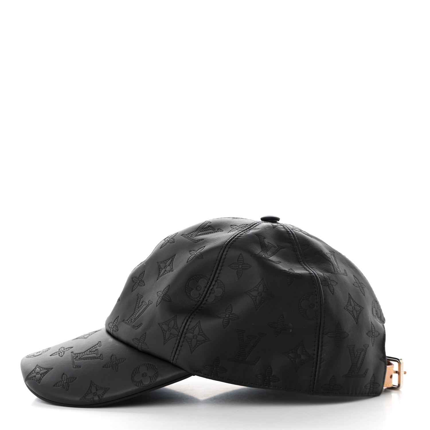 Louis Vuitton Calfskin Monogram Shadow Baseball Cap 60 Black 4 of 12