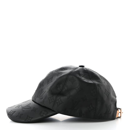Louis Vuitton Calfskin Monogram Shadow Baseball Cap 60 Black 4 of 12