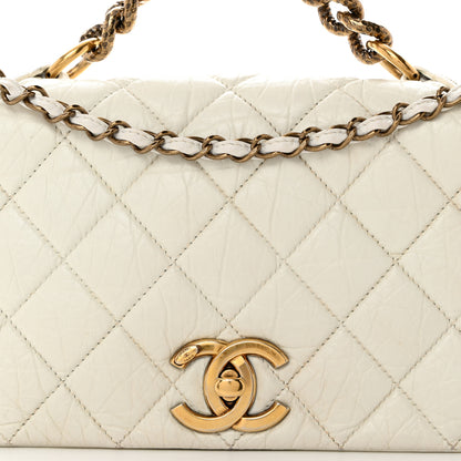 Chanel Aged Calfskin Quilted Medium Pondichery Flap White 8 of 12