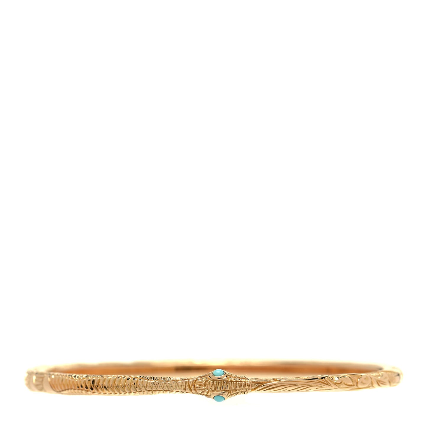18K Yellow Gold Turquoise Ouroboros Snake Bangle Bracelet