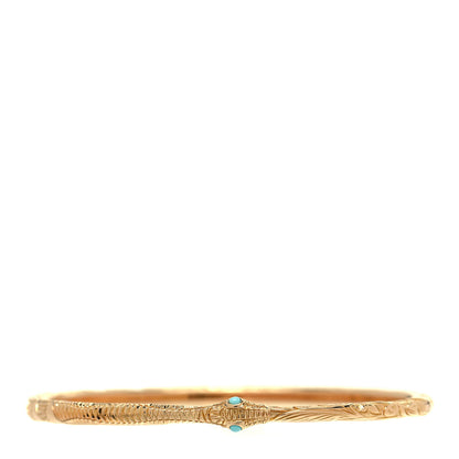 Gucci 18K Yellow Gold Turquoise Ouroboros Snake Bangle Bracelet 1 of 4