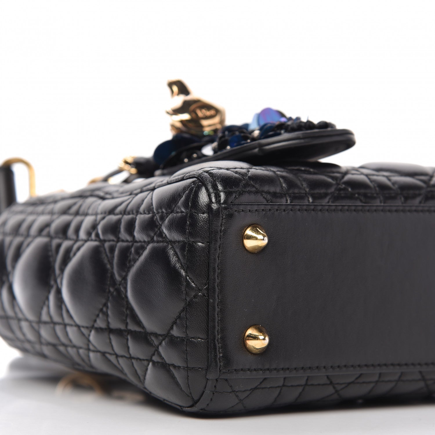 Christian Dior Lambskin Cannage Small Jeweled Lady Dior Black 6 of 9