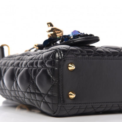 Christian Dior Lambskin Cannage Small Jeweled Lady Dior Black 6 of 9