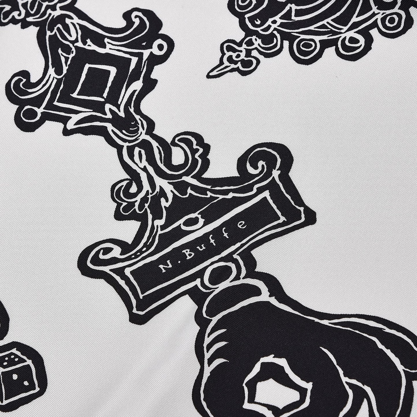 Silk Serio Ludere Scarf 90 White Black