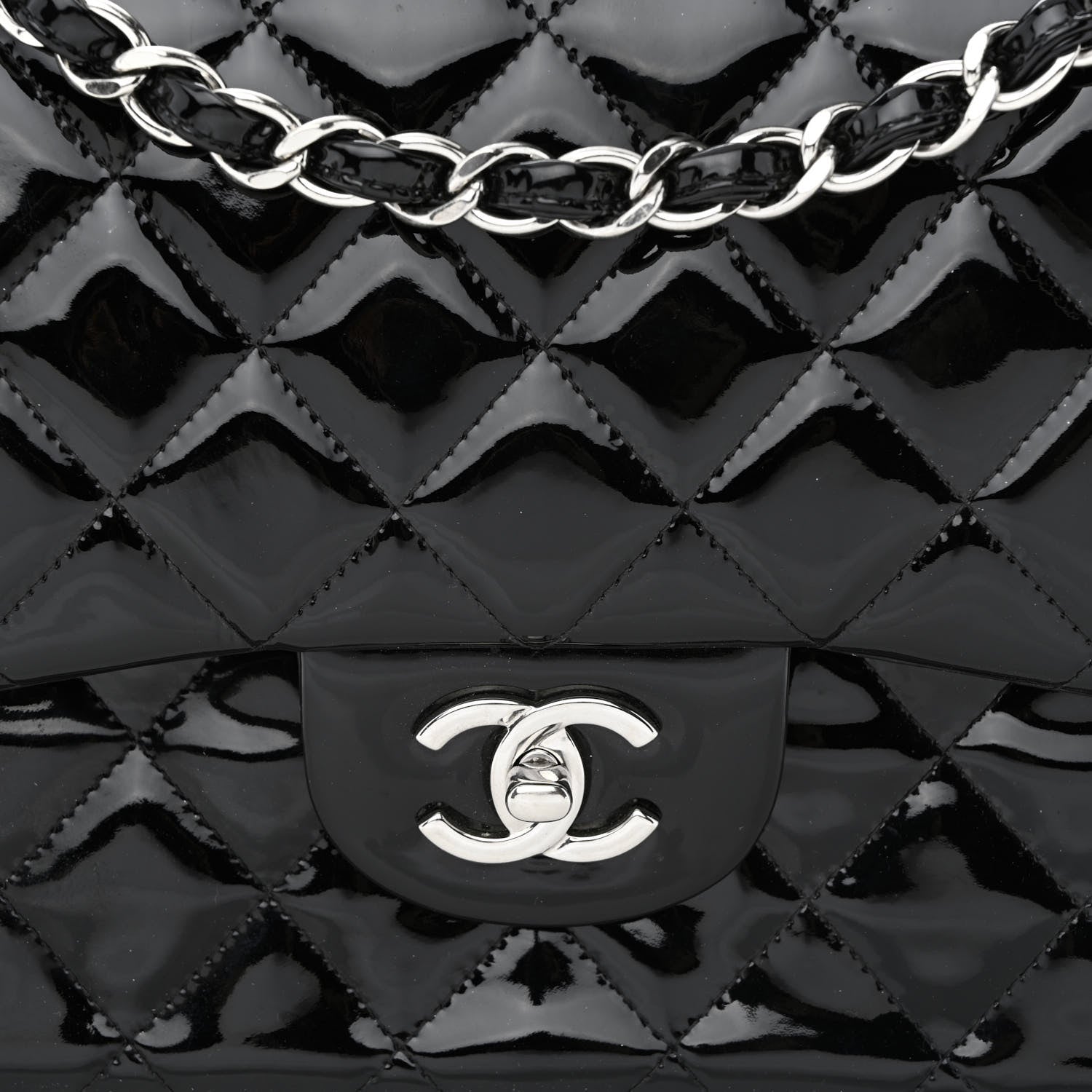 Chanel Patent Quilted Jumbo Double Flap Black 9 of 14