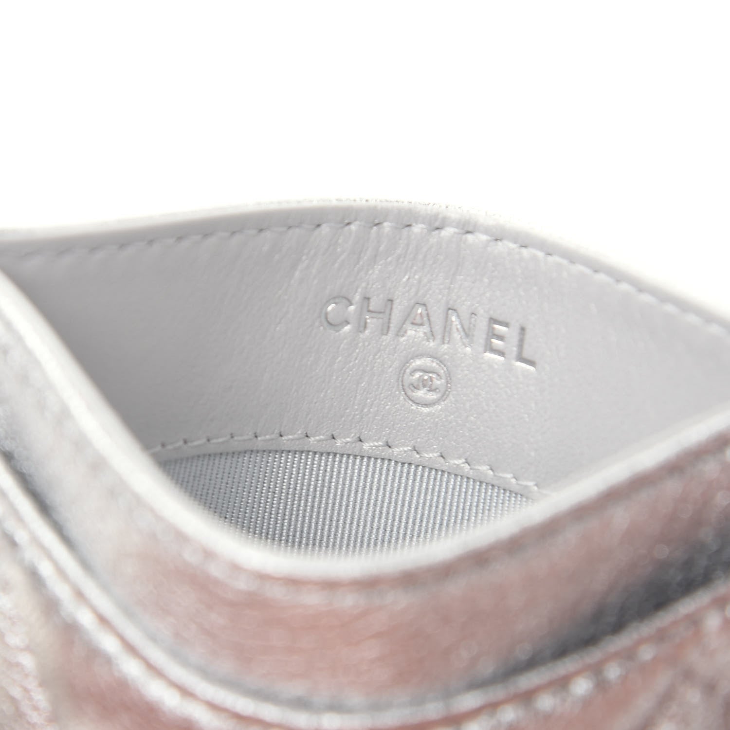 Chanel Metallic Lambskin Quilted Card Holder Silver 6 of 8