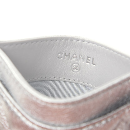 Chanel Metallic Lambskin Quilted Card Holder Silver 6 of 8
