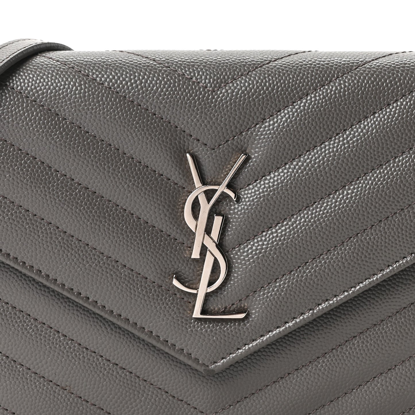Grain De Poudre Matelasse Chevron Monogram Envelope Chain Wallet Coal