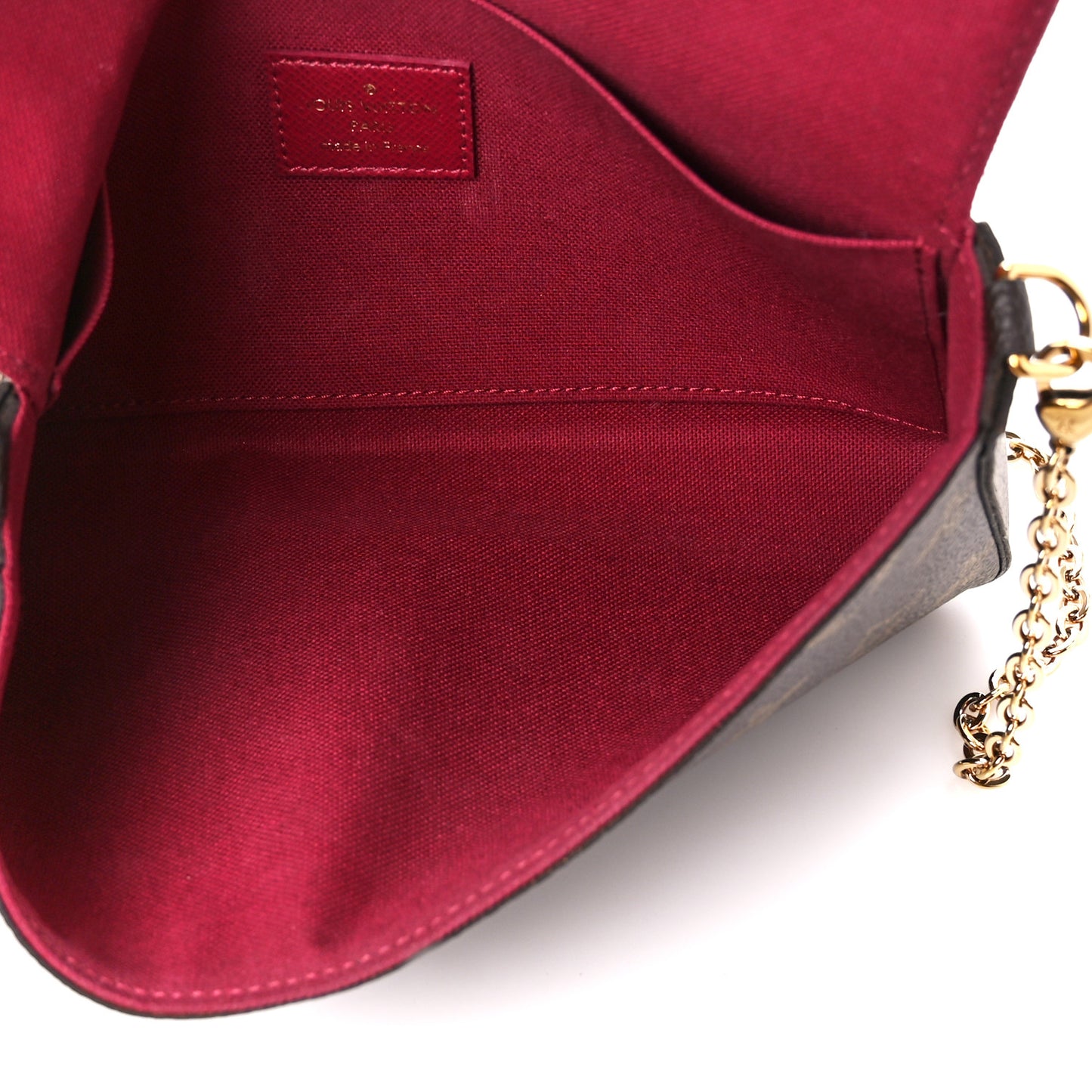 Monogram Pochette Felicie Chain Wallet Fuchsia