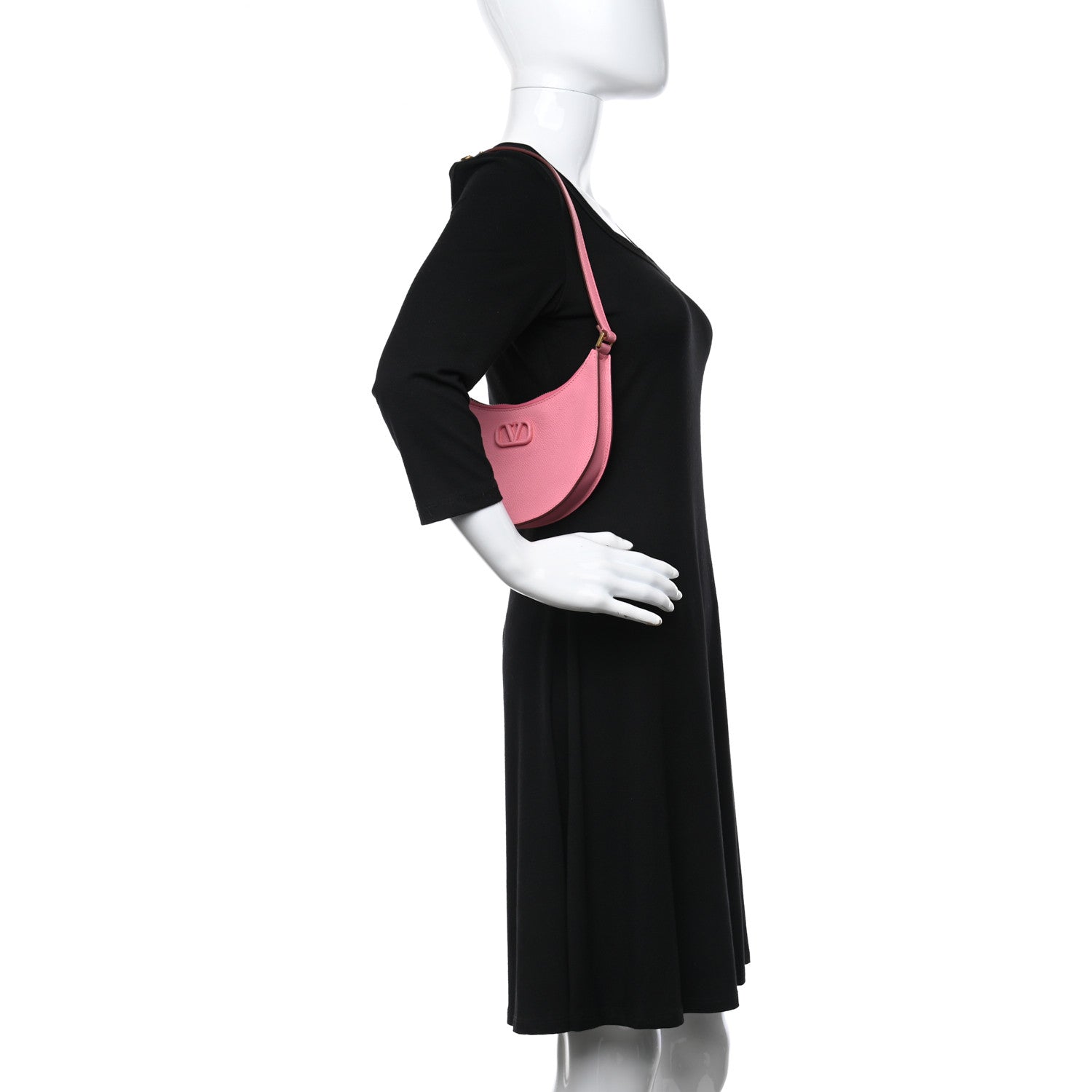 Valentino Garavani Grainy Calfskin Mini Vlogo Hobo Bag Flamingo Pink 3 of 8