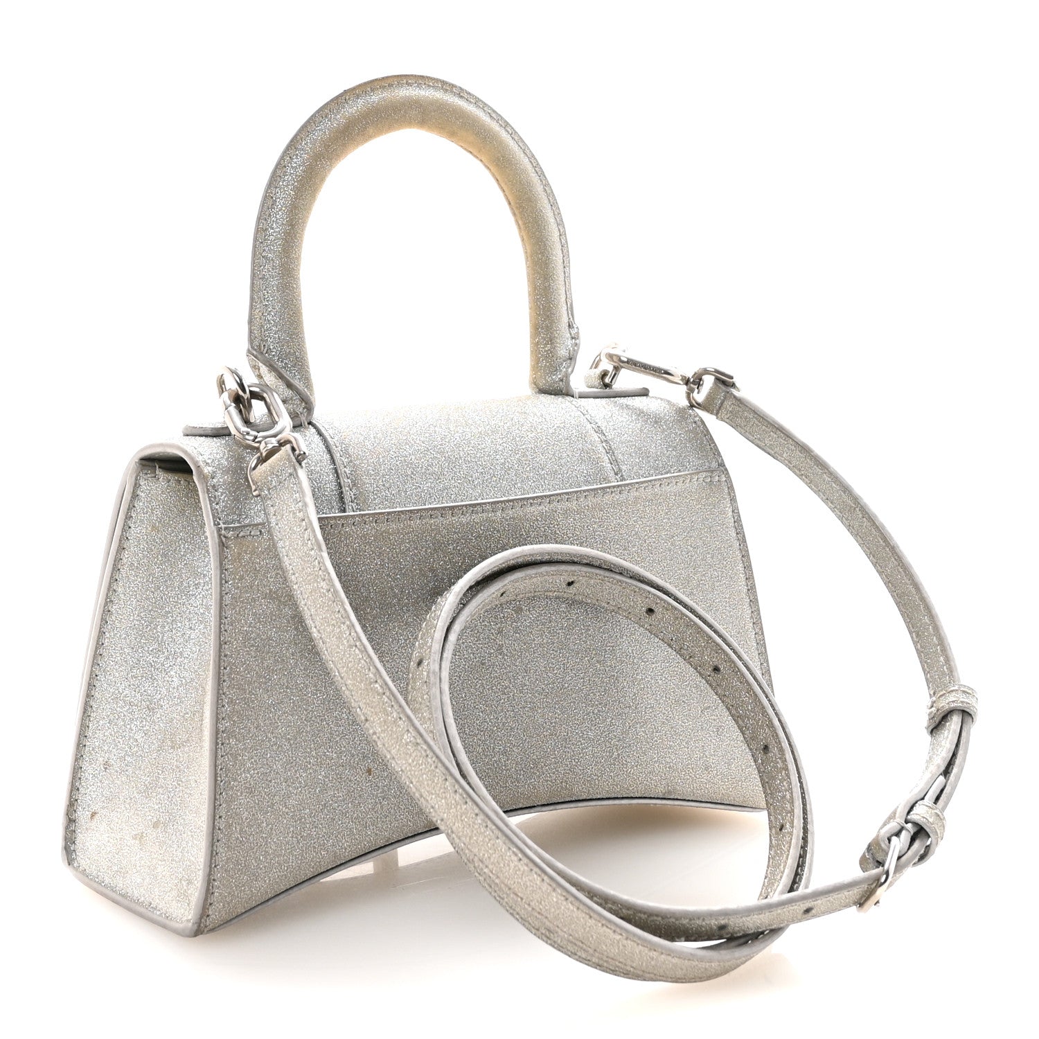 Balenciaga Glitter Fabric Hourglass Top Handle Bag XS Grey 3 of 9