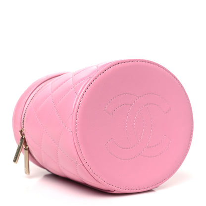 Chanel Lambskin Quilted Ruched Handle Vanity Case Pink 4 of 11