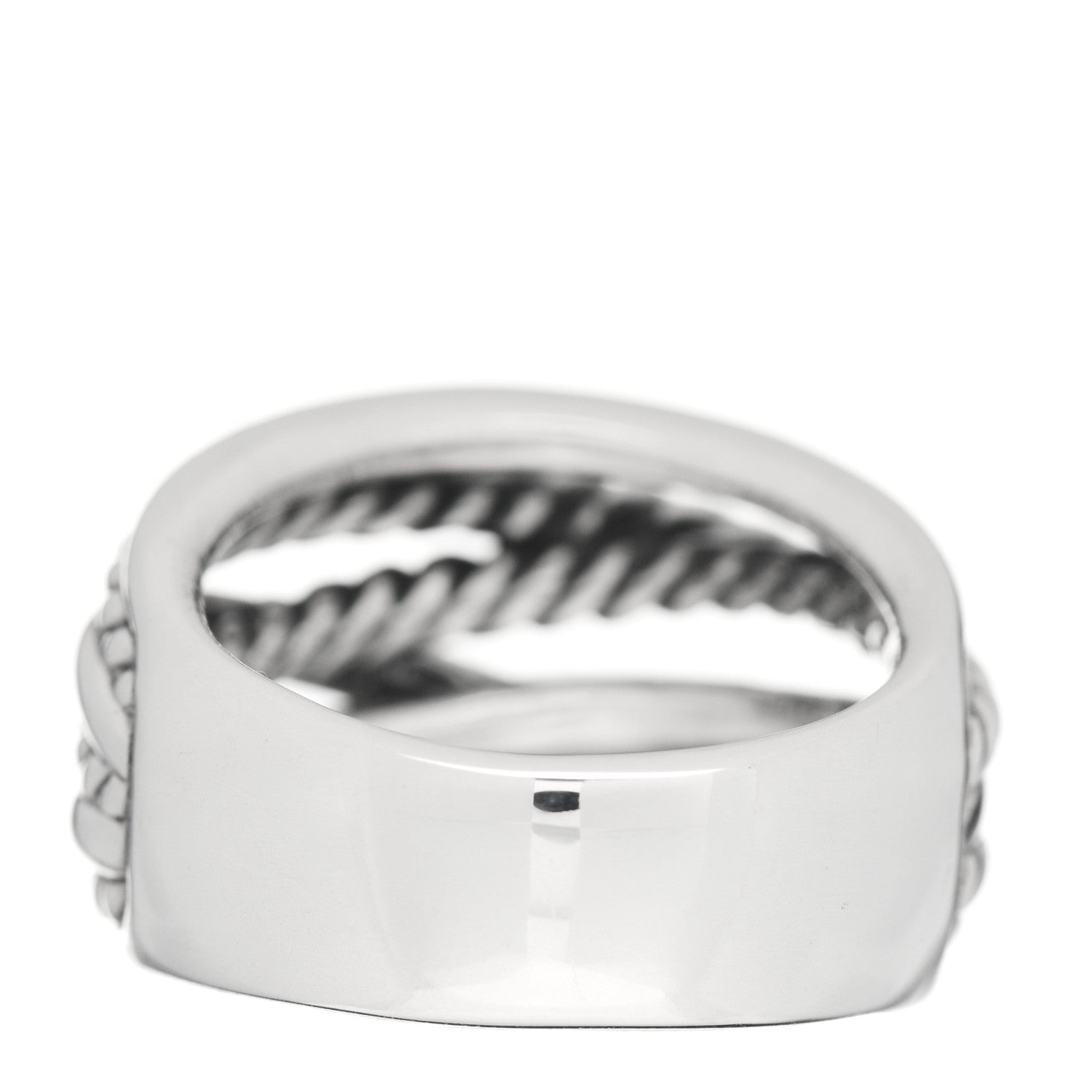 David Yurman Sterling Silver 16mm Wide Crossover Cable Ring 57 8 4 of 5