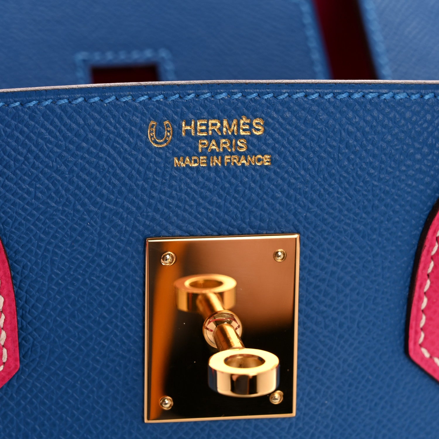 Hermes Epsom Bi-Color Horseshoe Birkin 30 Mykonos Rose Tyrien 11 of 25