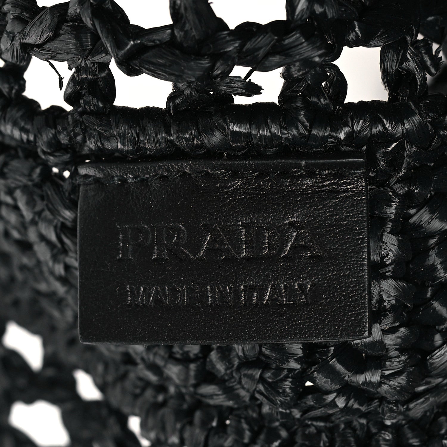 Prada Yarn Raffia Effect Crochet Logo Embroidered Tote Bag Black 6 of 10
