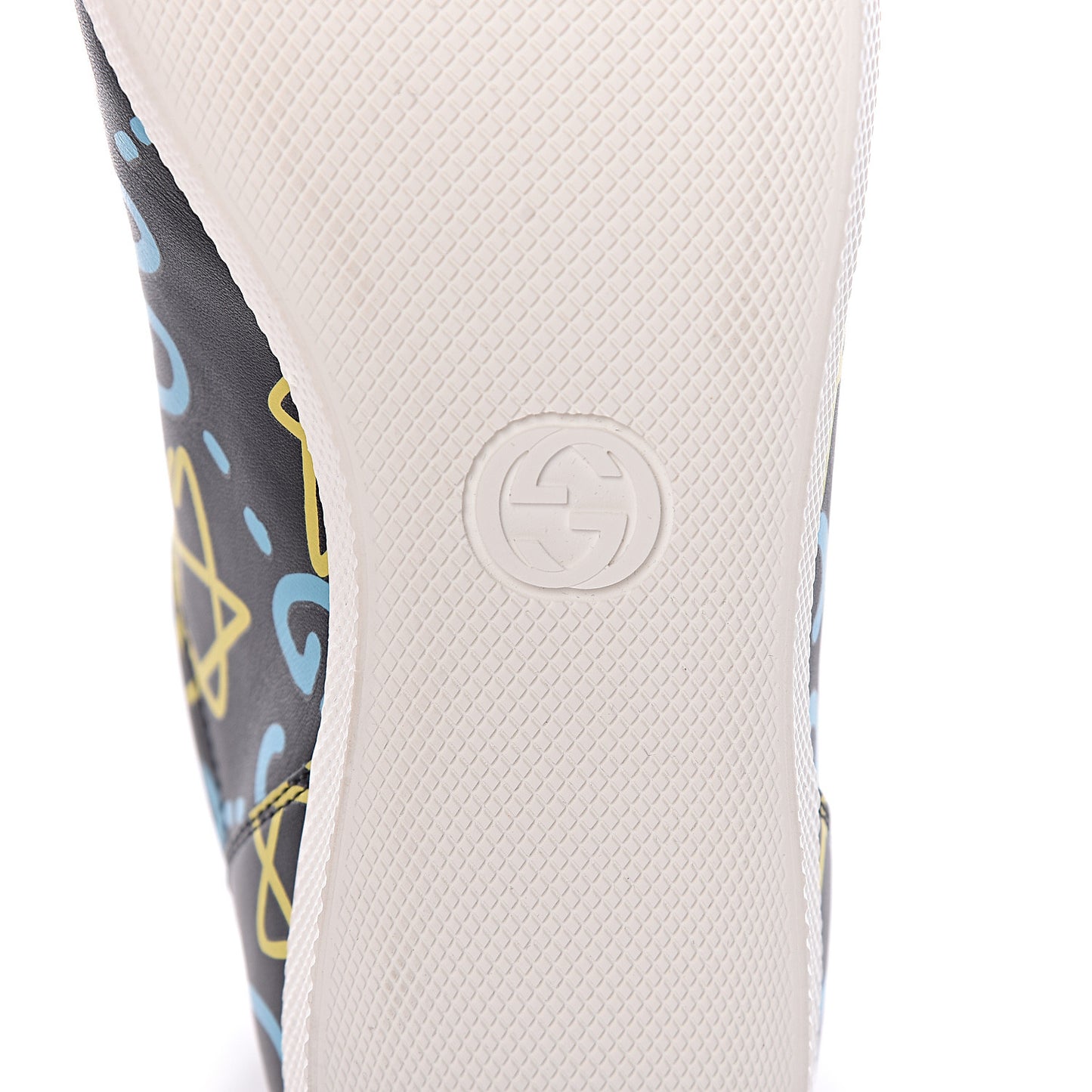 Calfskin GucciGhost Print Womens High Top Sneakers 37 Black New Acquamarine