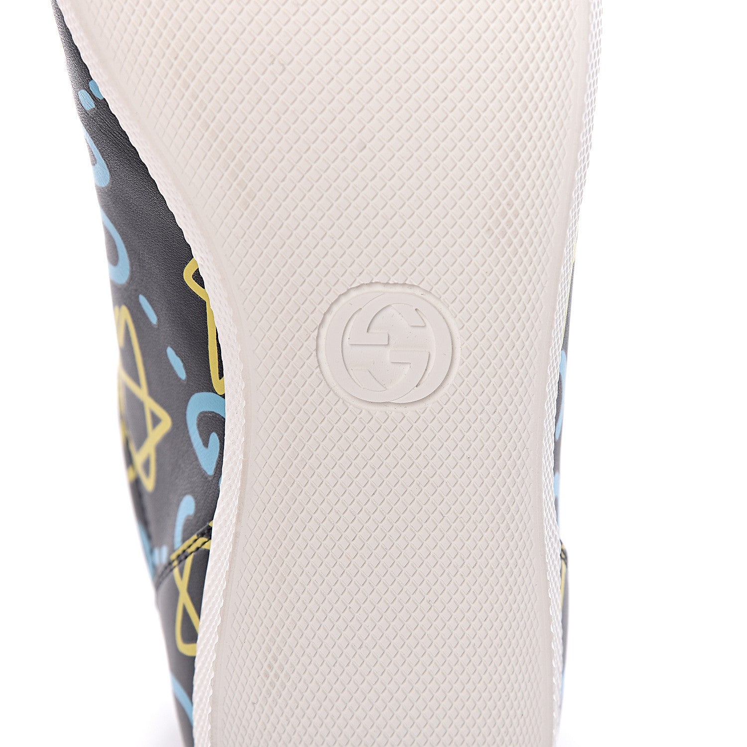 Gucci Calfskin GucciGhost Print Womens High Top Sneakers 37 Black New Acquamarine 7 of 9