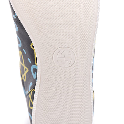 Gucci Calfskin GucciGhost Print Womens High Top Sneakers 37 Black New Acquamarine 7 of 9