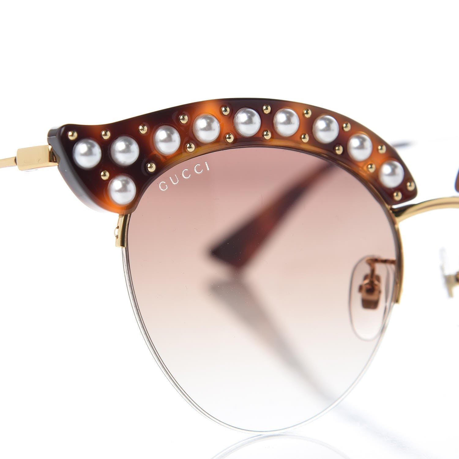 Gucci Pearl Cat Eye Sunglasses GG0212S Tortoise 7 of 8
