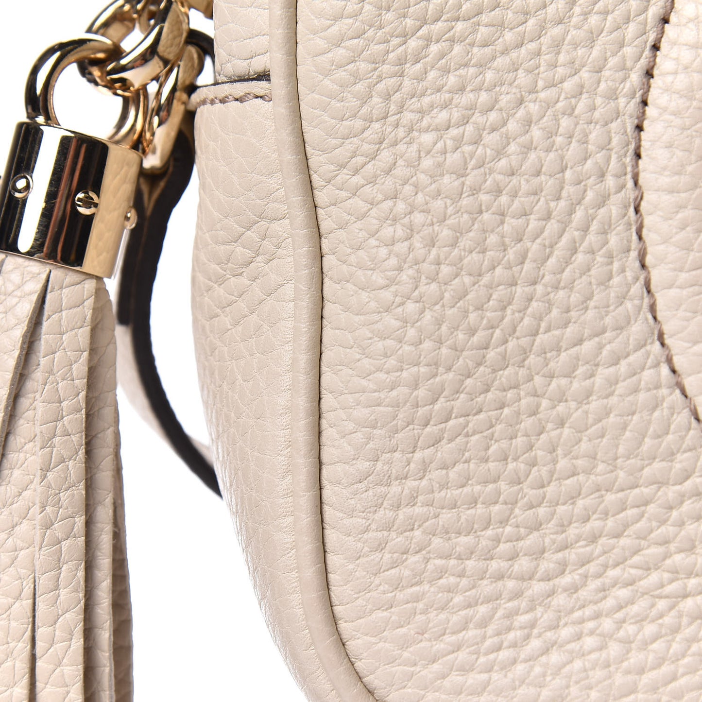 Pebbled Calfskin Small Soho Disco Bag Off White