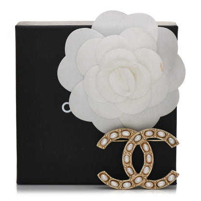 Chanel Pearl Studded CC Brooch Pin Gold 5 of 5