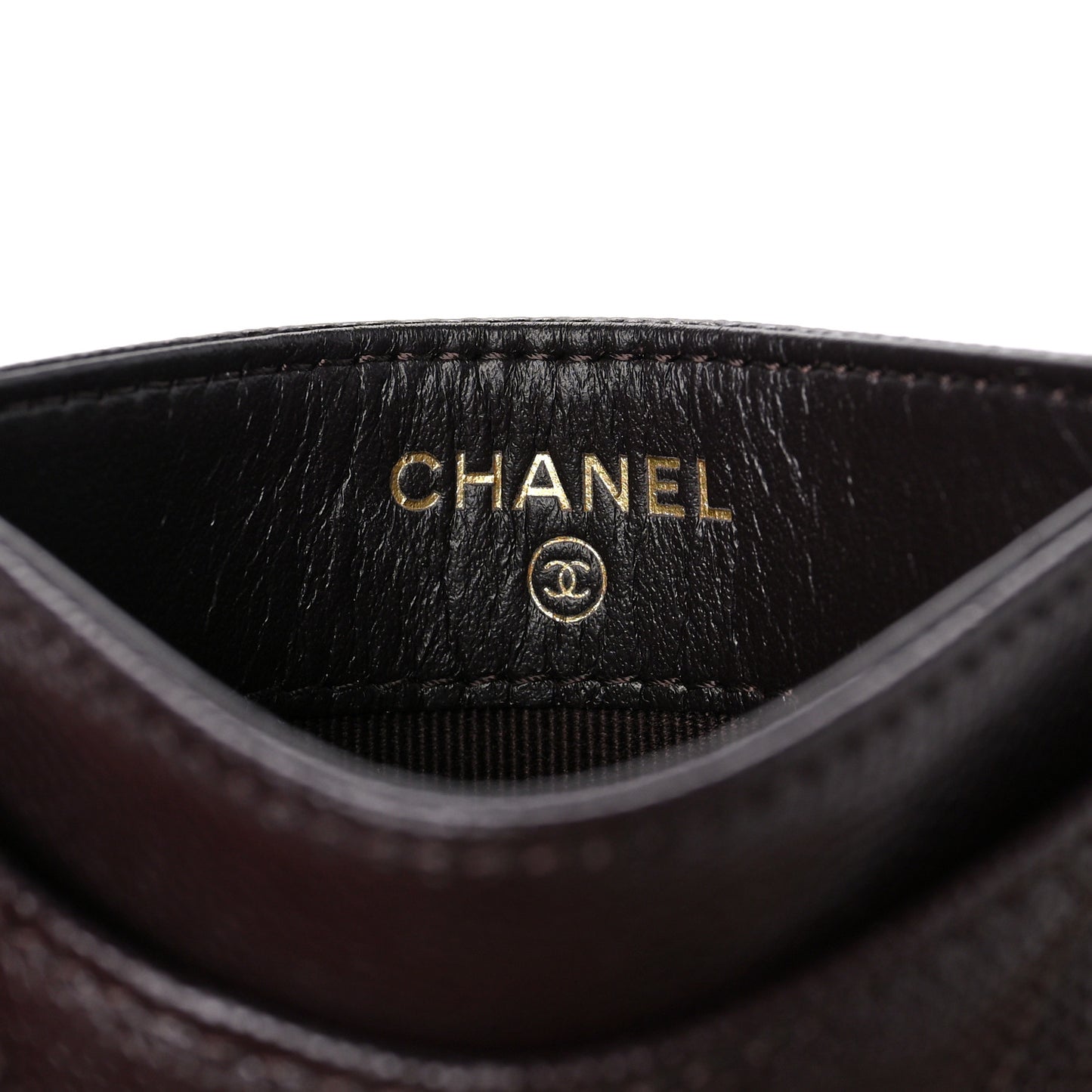 Caviar Quilted Card Holder Dark Brown