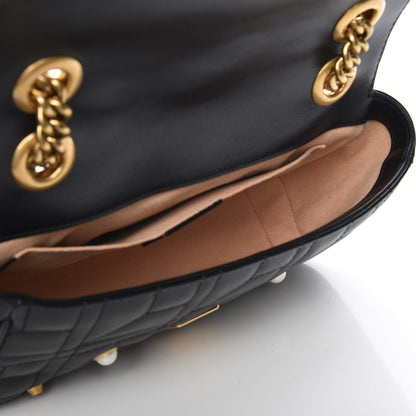Gucci Calfskin Matelasse Studded Mini Pearly GG Marmont Shoulder Bag Black 5 of 7
