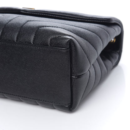 Saint Laurent Grain de Poudre Calfskin Y Quilted Monogram Small Loulou Chain Satchel Black 8 of 9