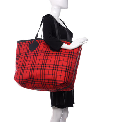 Burberry Vintage Check Extra Large The Giant Reversible Tote Blue Red 2 of 17