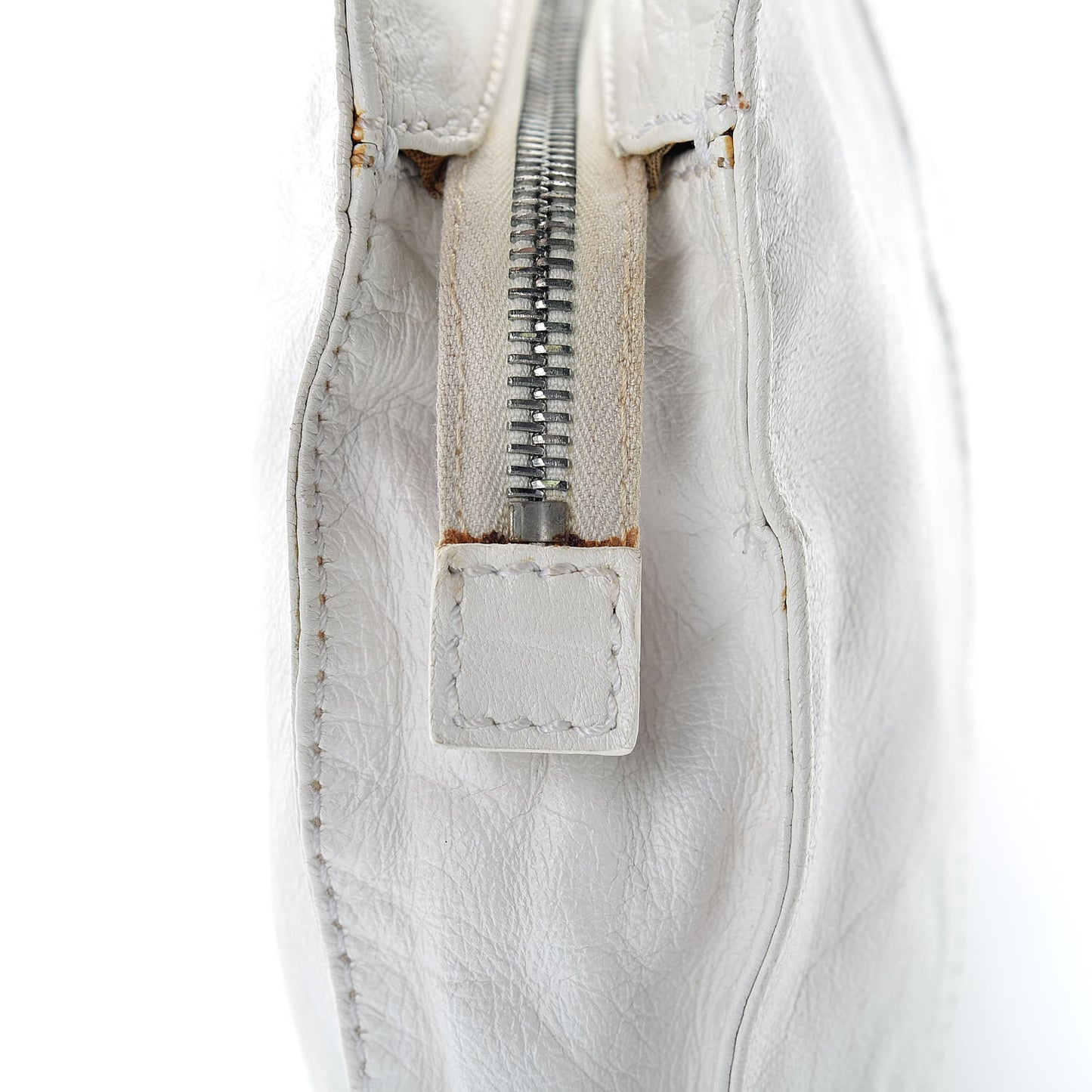 Laminated Calfskin Small Devil Trapezio Tote White